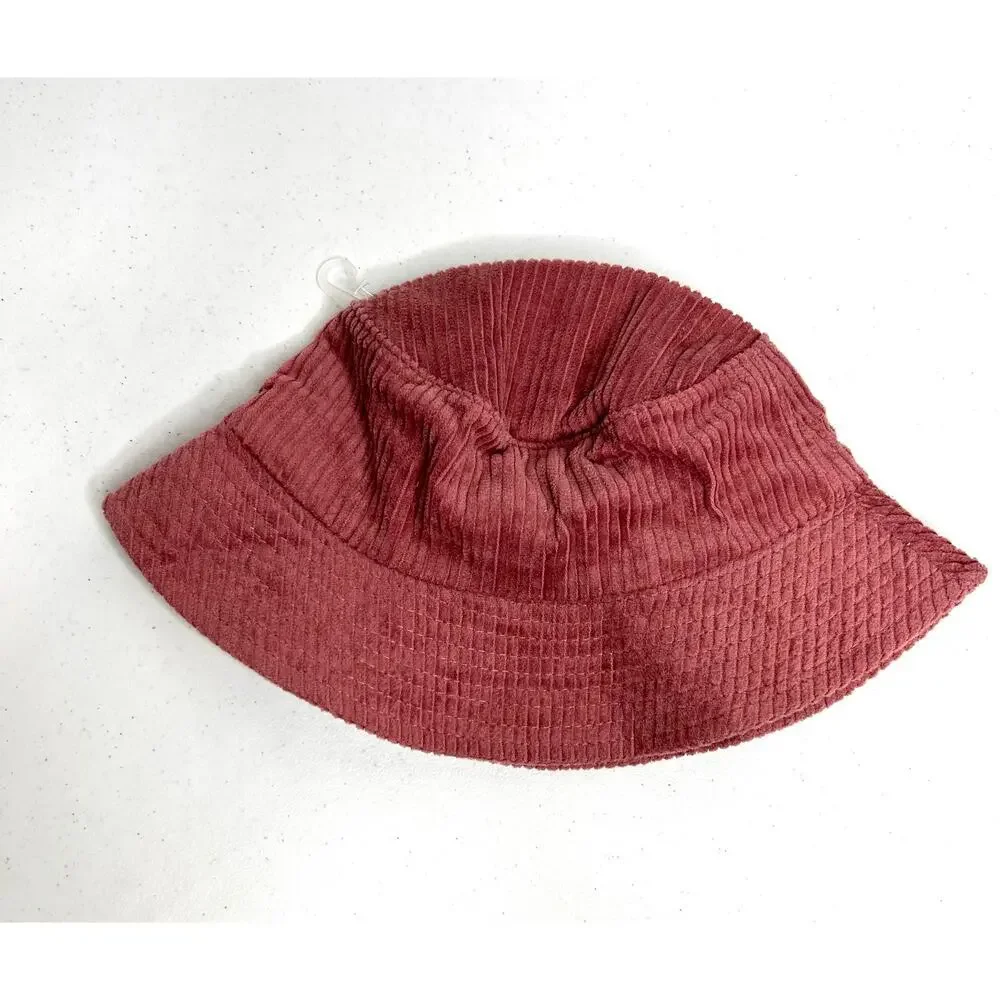 Jessica Simpson Pink Corduroy Bucket Hat Spring Break Y2K Beach Boho Festival